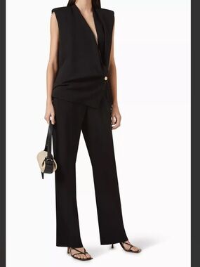 Anine Bing Black Wide-Leg Tailored Trousers